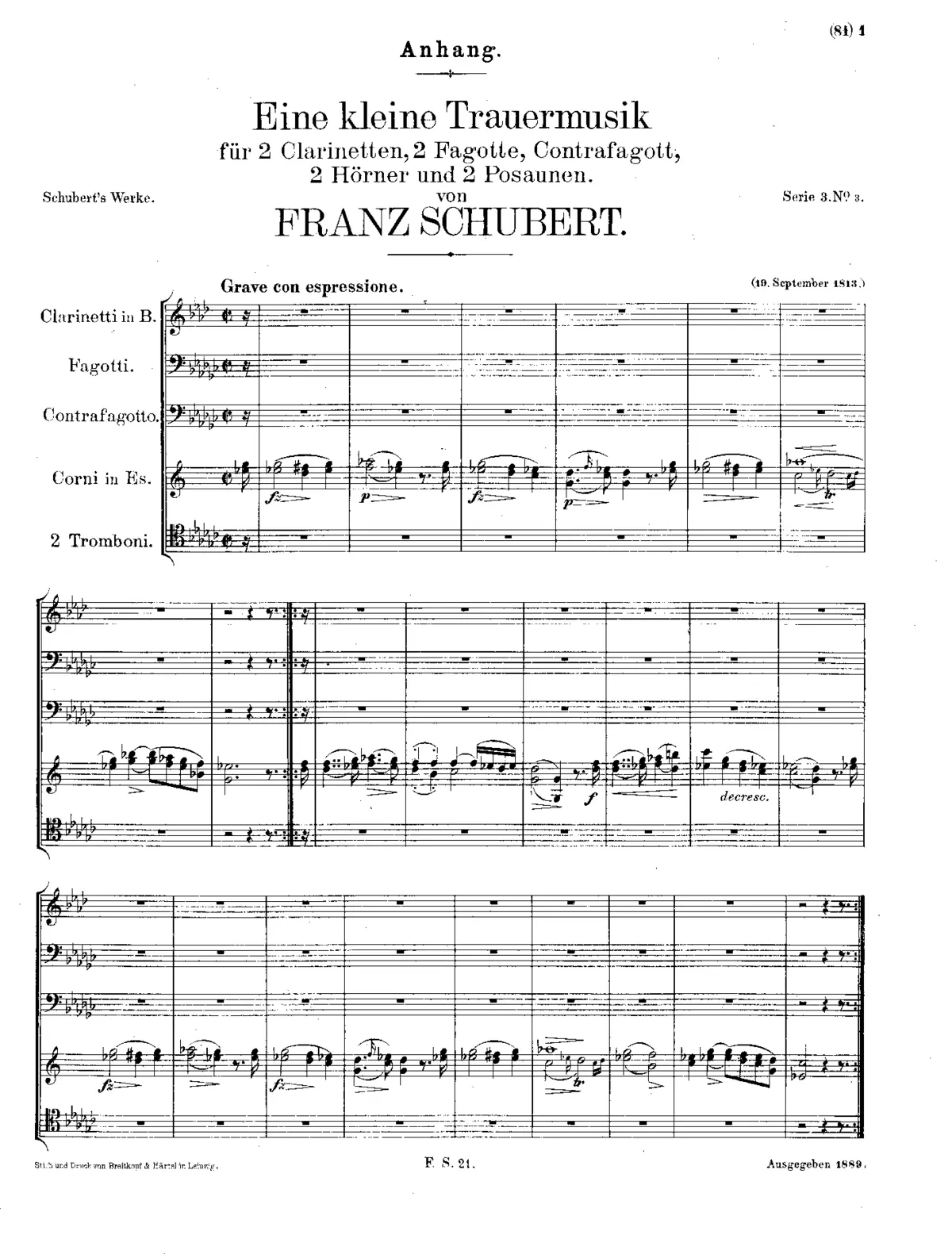 Franz Schuberts Begräbnis-Feyer - Page 1