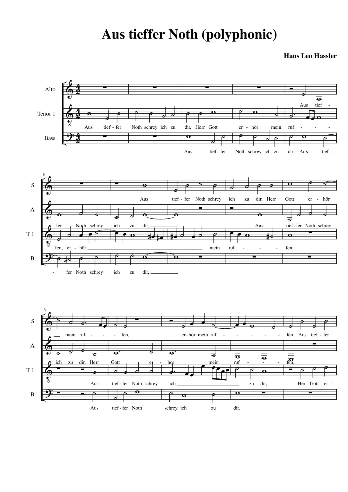 Aus tieffer Noth (polyphonic) - Page 1