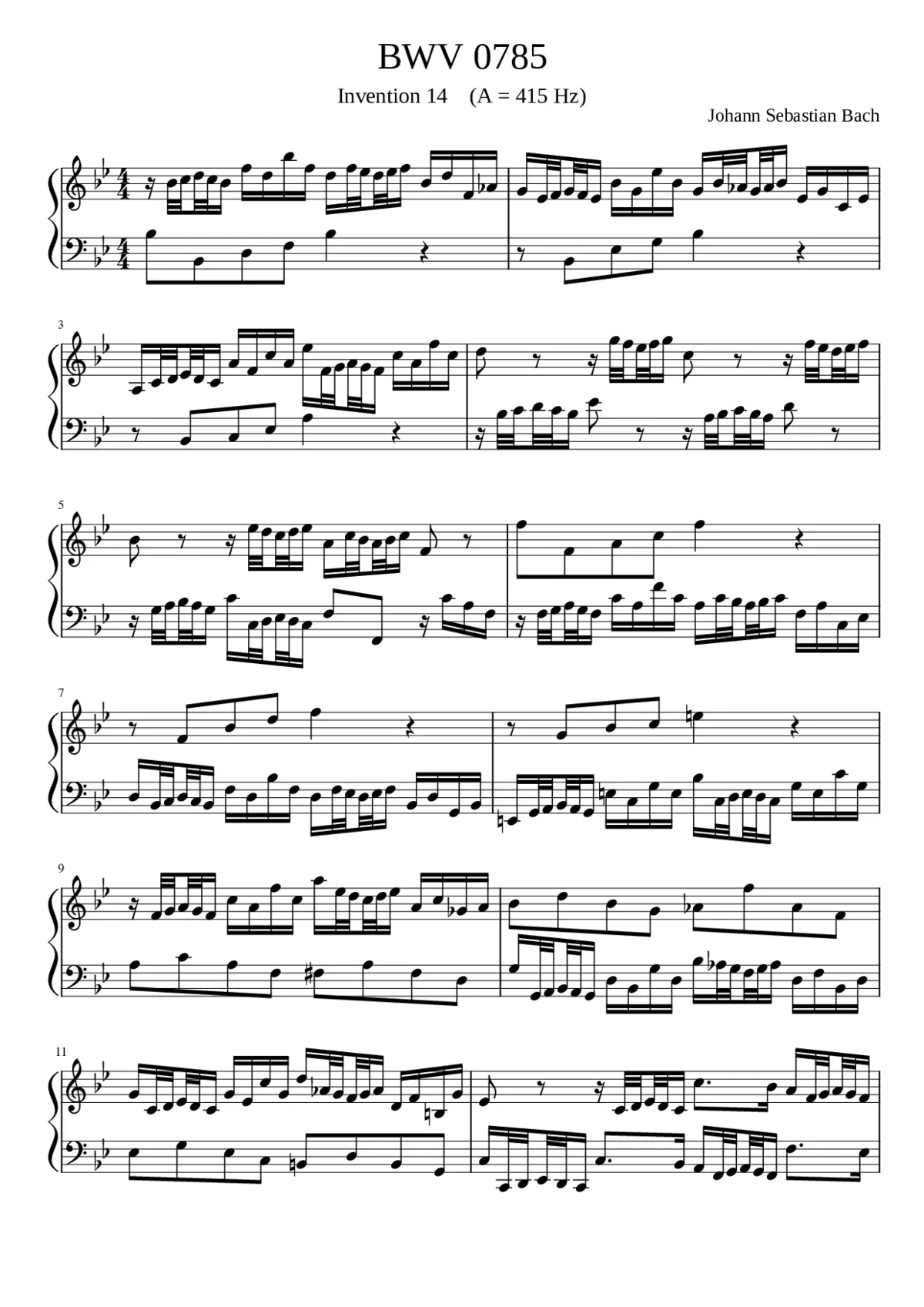 Invention in B-flat major BWV 785 - Page 1