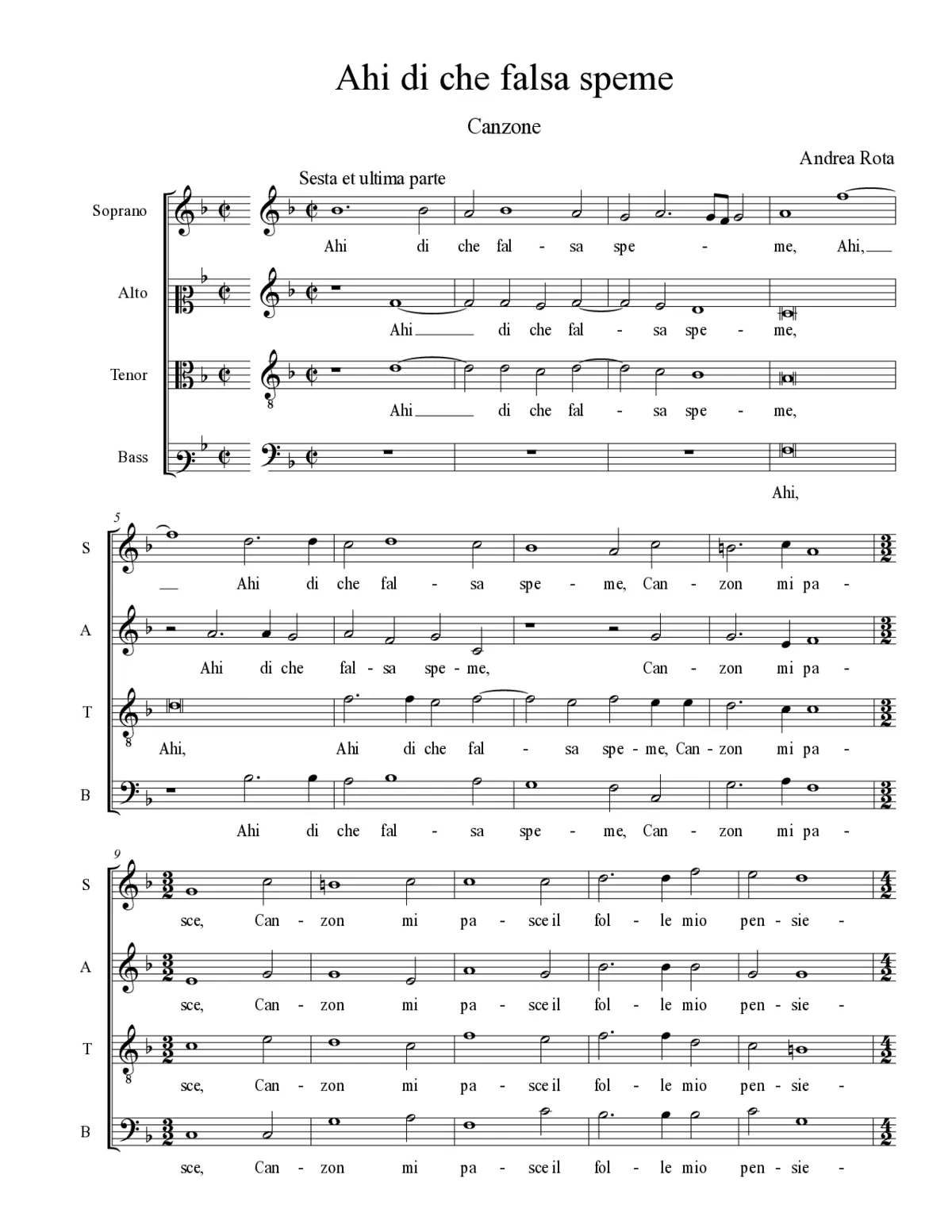 Ahi di che falsa speme - Page 1