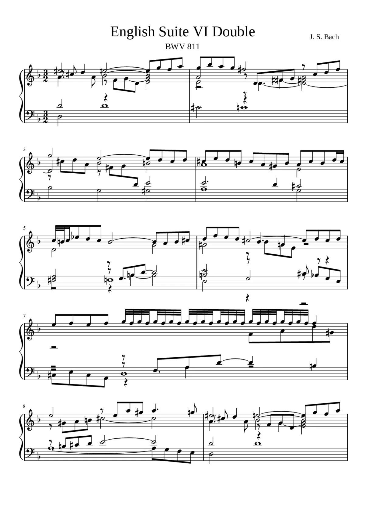 English Suite No.6 in D minor BWV 811 - Page 1
