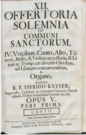12 Offertoria Solemnia de Commi Sanctorum, Op.5