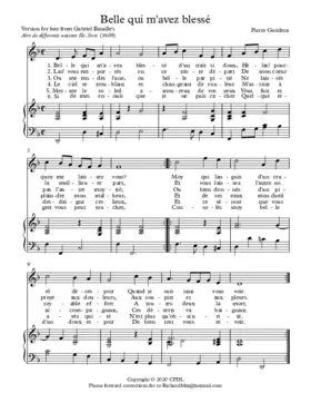 Belle qui m'avez blessé