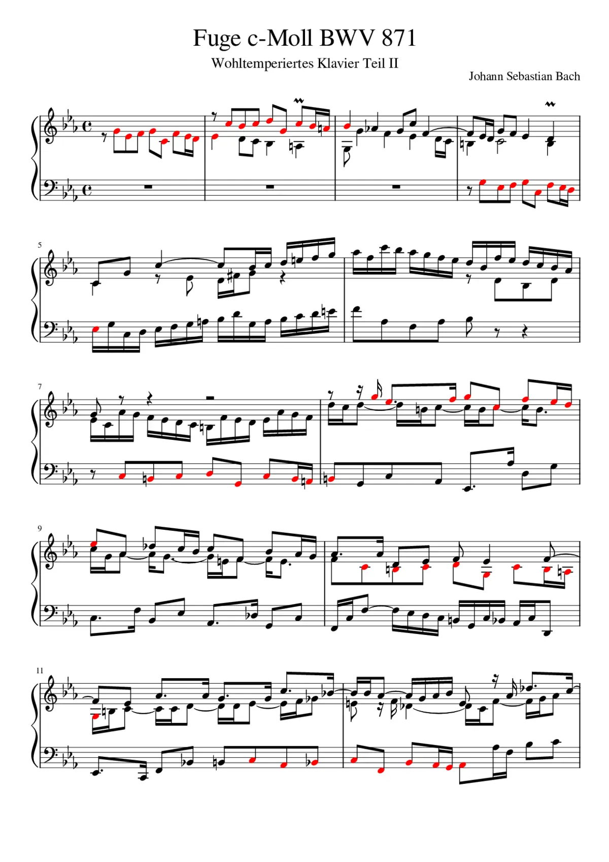 Prelude and Fugue in C minor BWV 871 - Page 1