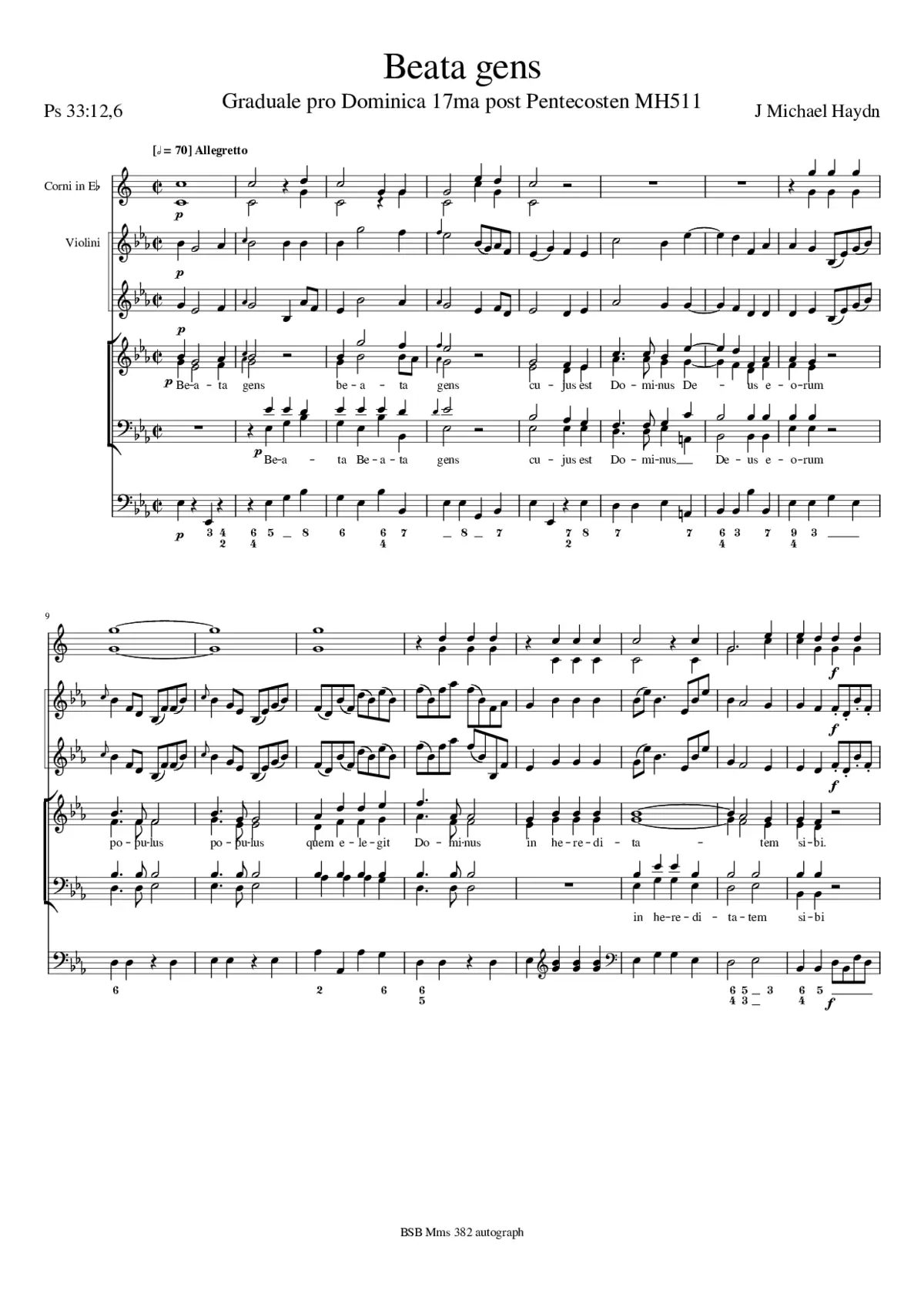 Beata gens, MH 511 - Page 1