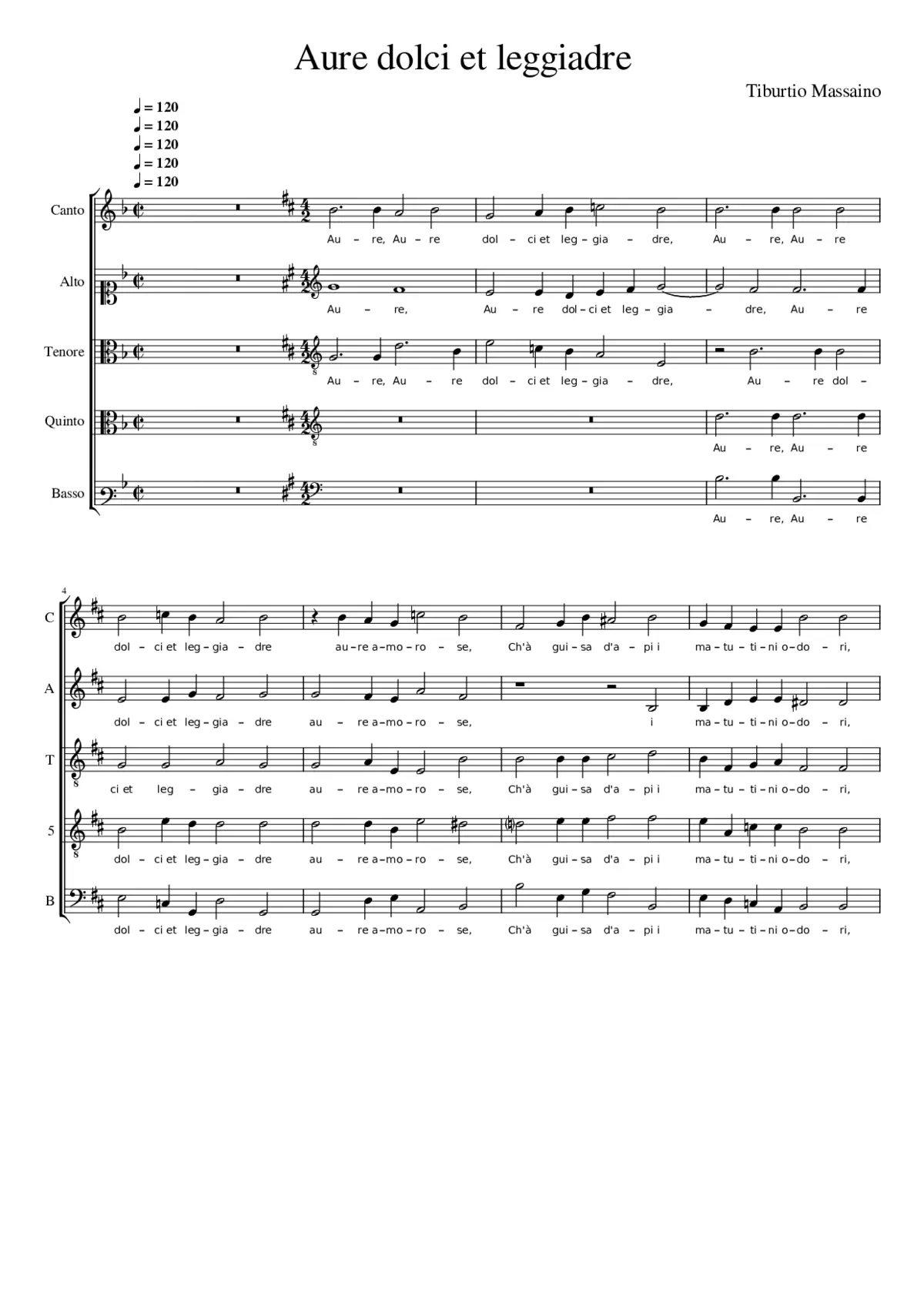 Aure dolci et leggiadre - Page 1