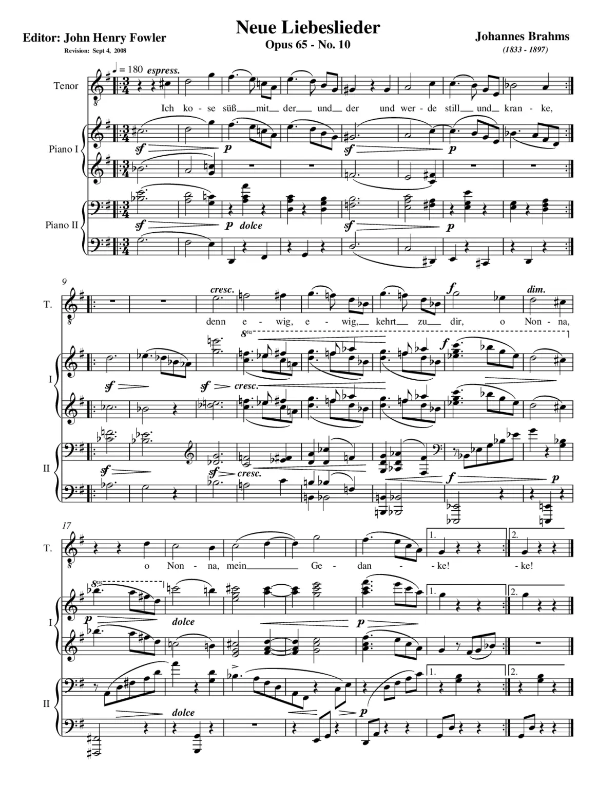 Ich kose süß mit der und der, Op. 65, No. 10 - Page 1