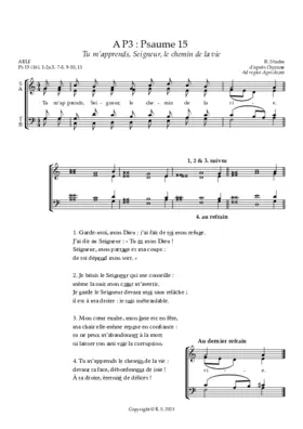 A P3 : Ps. 15 : Tu m'apprends, Seigneur, le chemin de la vie