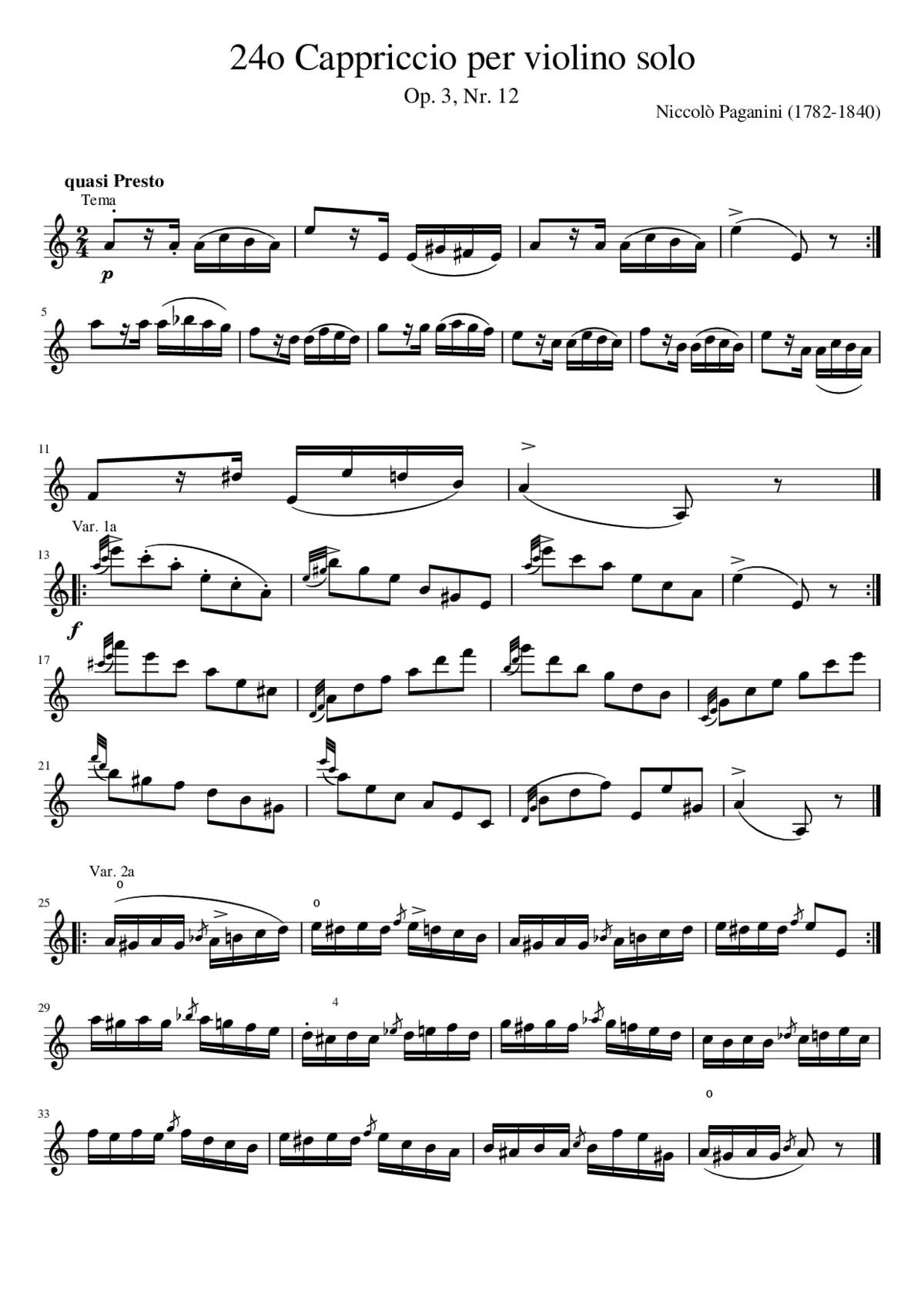 24o Cappriccio per violino solo - Page 1