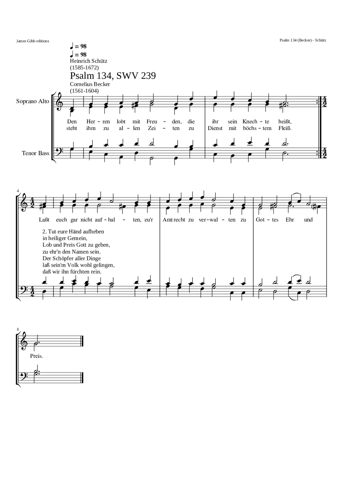 Psalm 134 - Den Herren lobt mit Freuden SWV 239 - Page 1