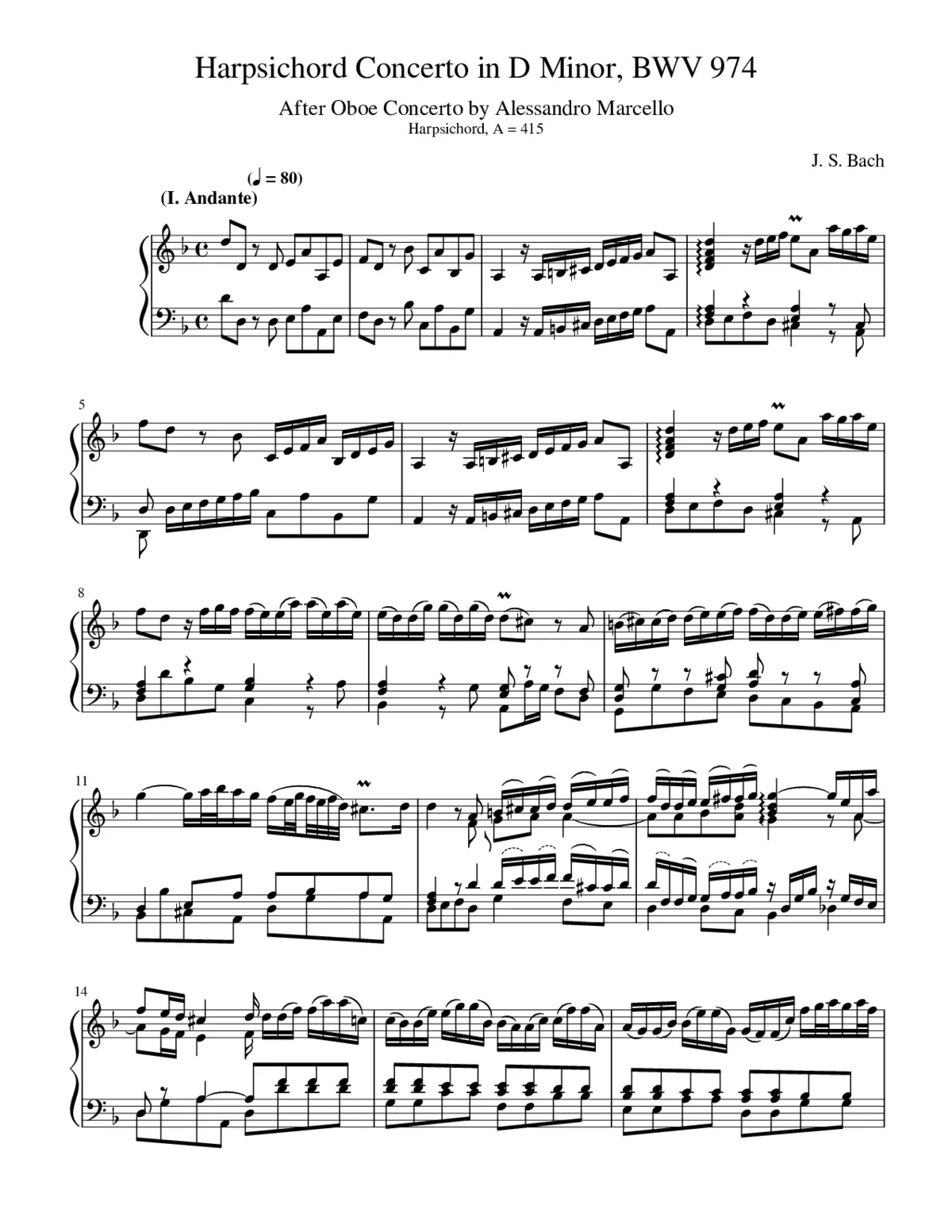 bwv 974 - adagio in d minor - Page 1