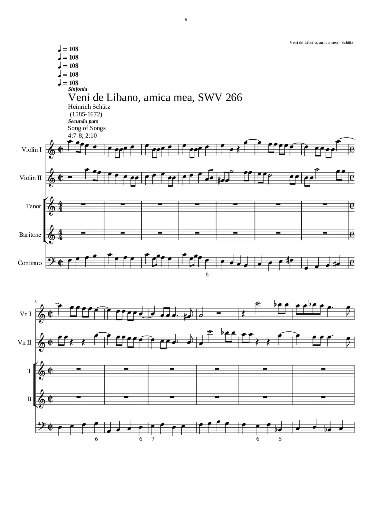 Veni de Libano veni amica mea SWV 266 - Page 1