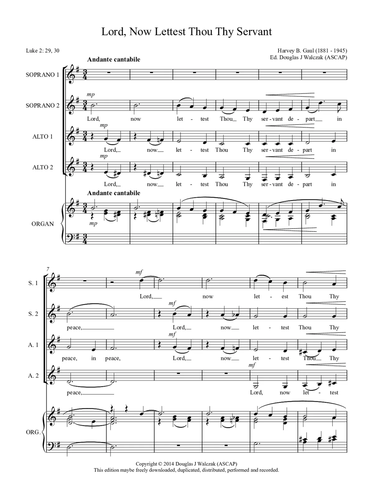 Lord, now lettest Thou Thy servant - Page 1