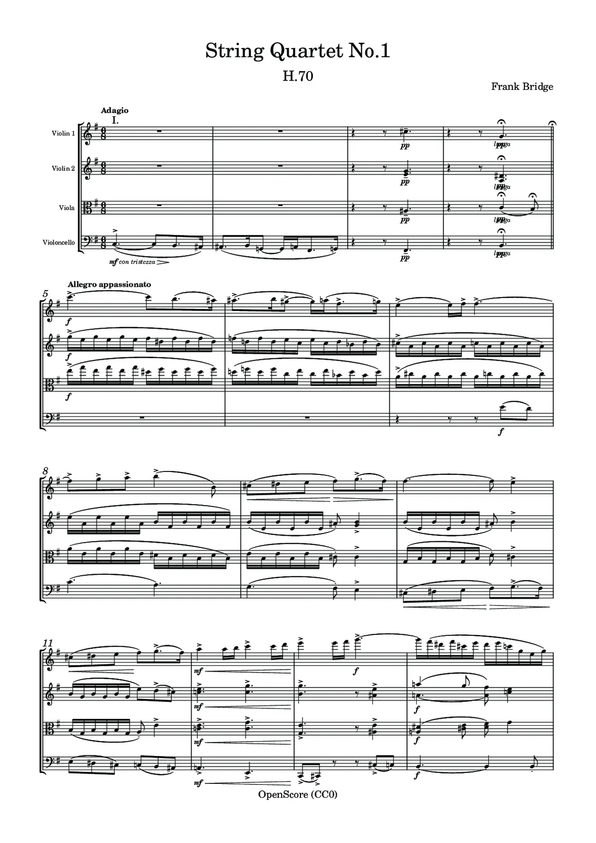 String Quartet No.1, H.70 - Page 1