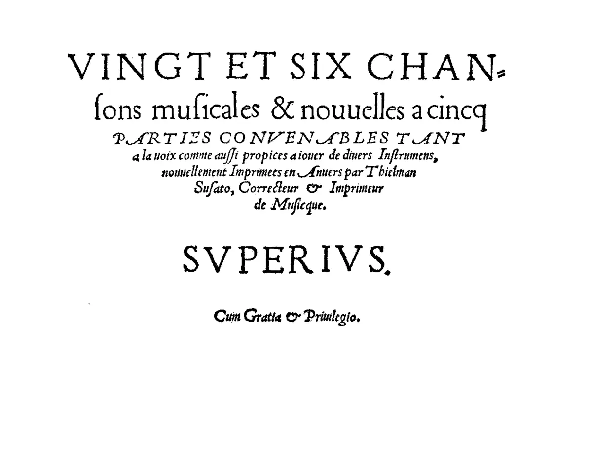 26 Chansons musicales et nouvelles à cincq parties - Page 1