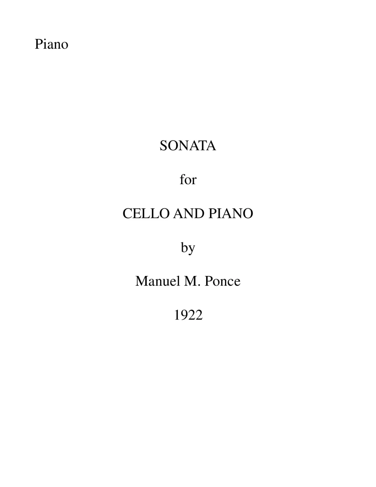 Sonata for Violoncello and Piano - Page 1