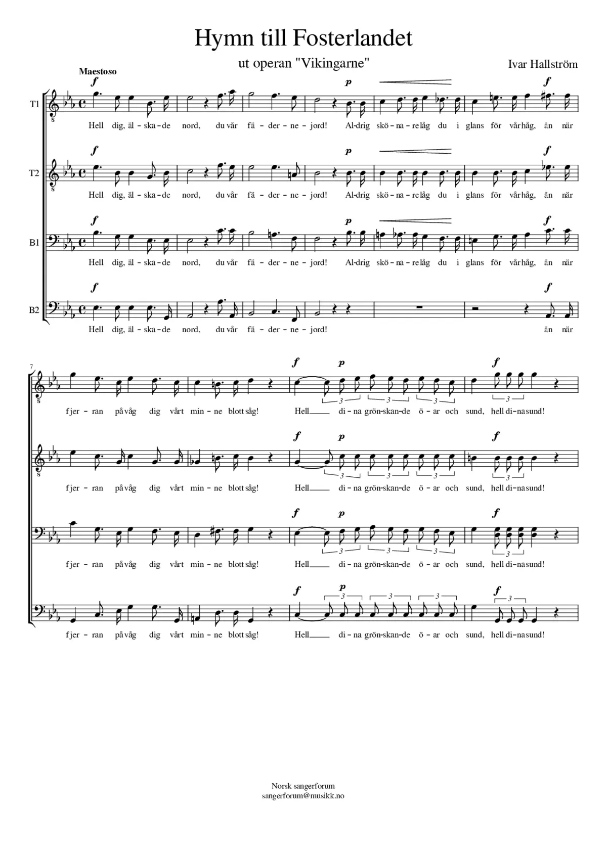 Hymn till Fosterlandet - Page 1