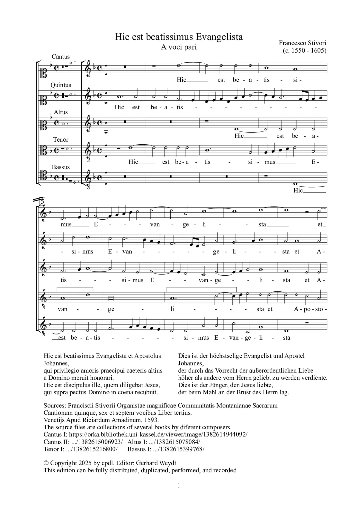 Hic est beatissimus Evangelista - Page 1