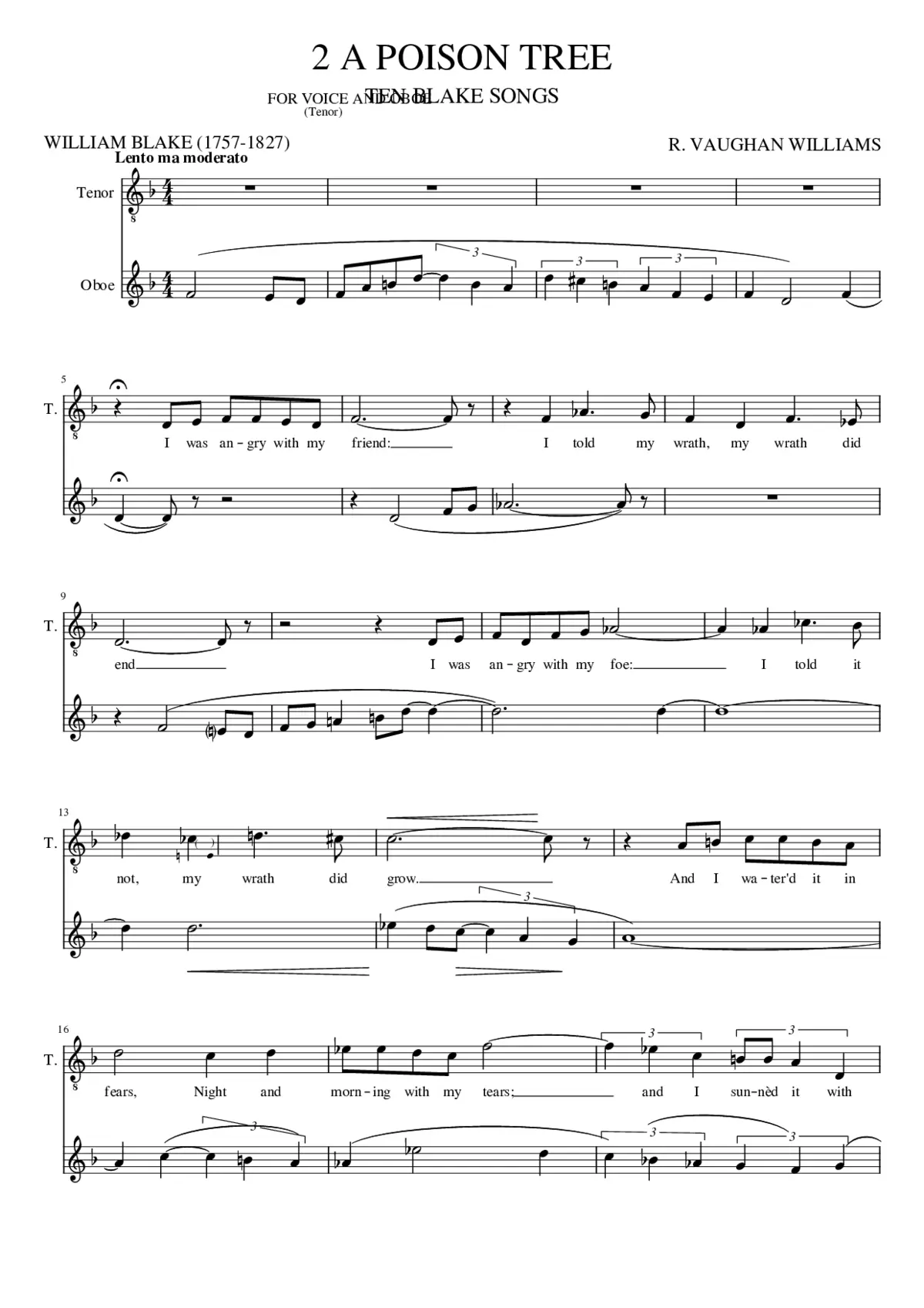 2 A Poison Tree R. Vaughan Williams - Page 1