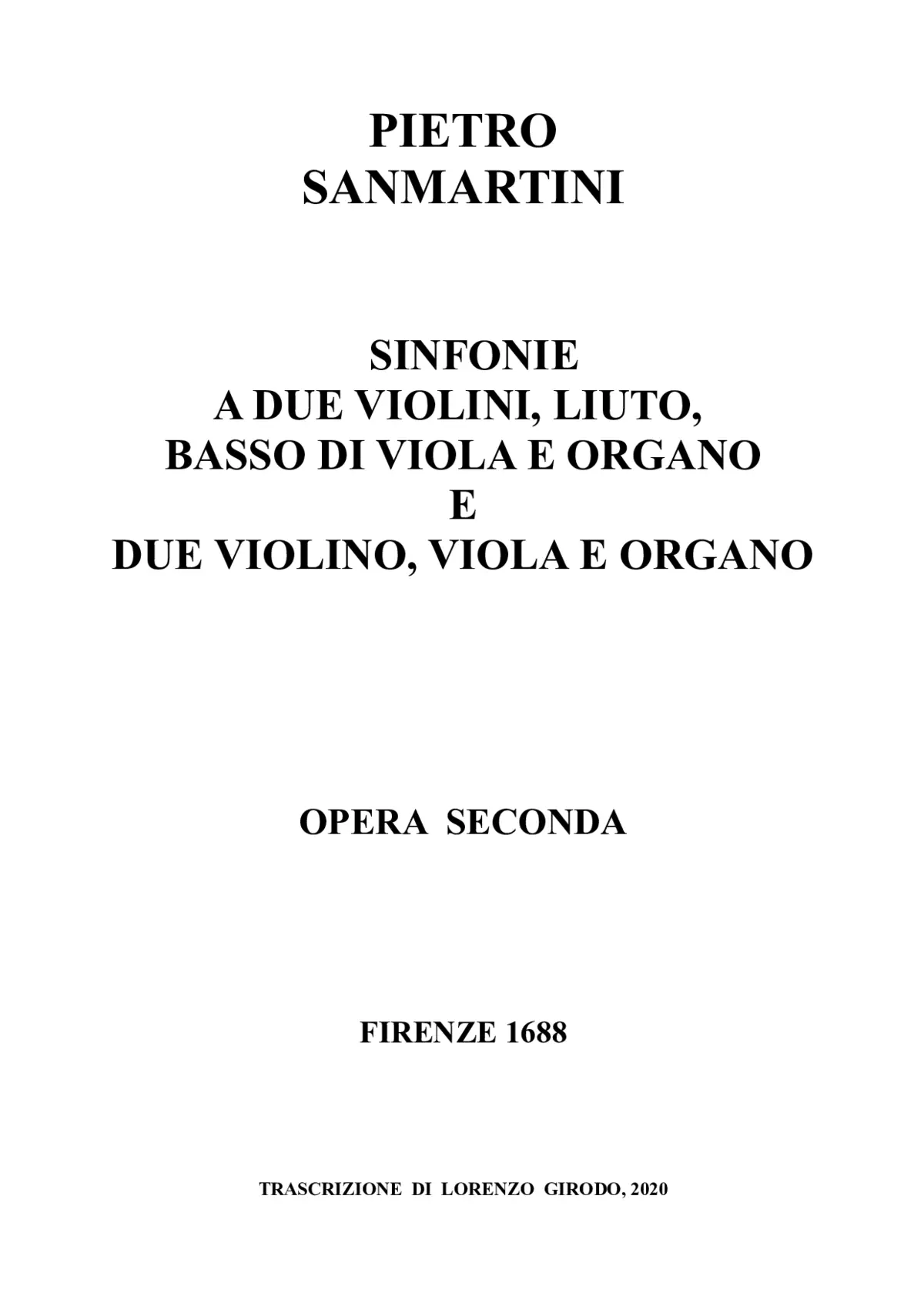 Sinfonie a due violini, e liuto, e basso di viola - Page 1