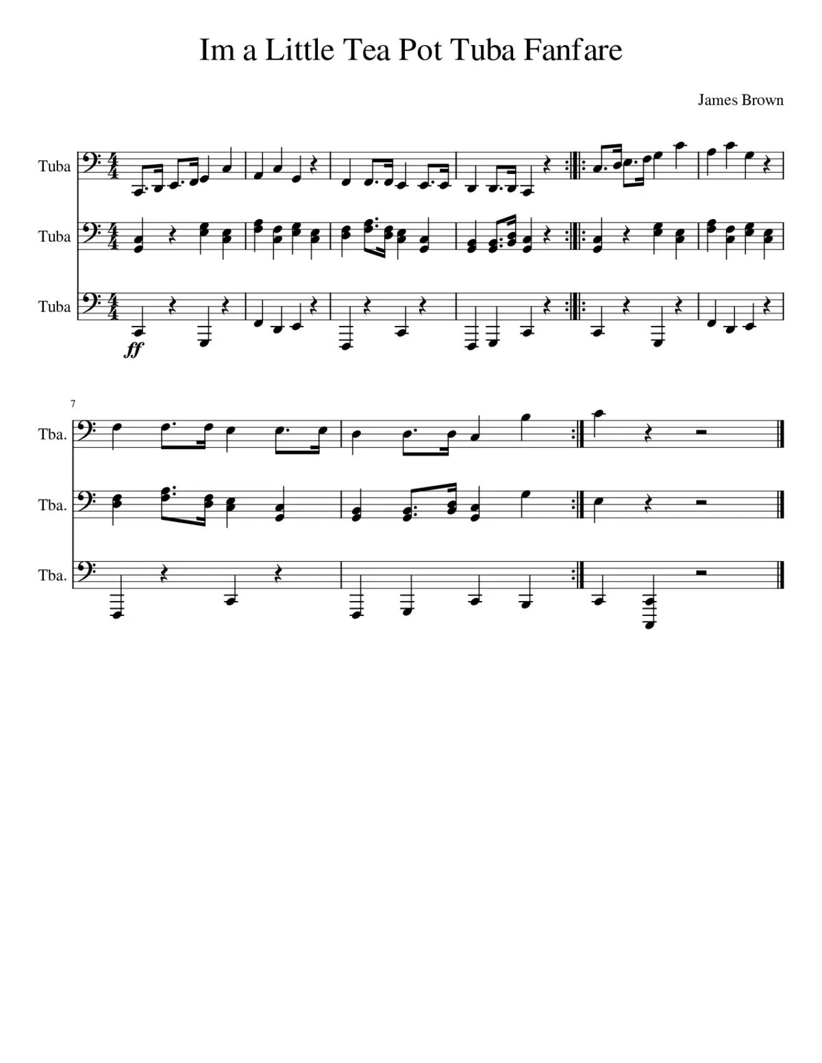 Im a Little Tea Pot Tuba Fanfare - Page 1