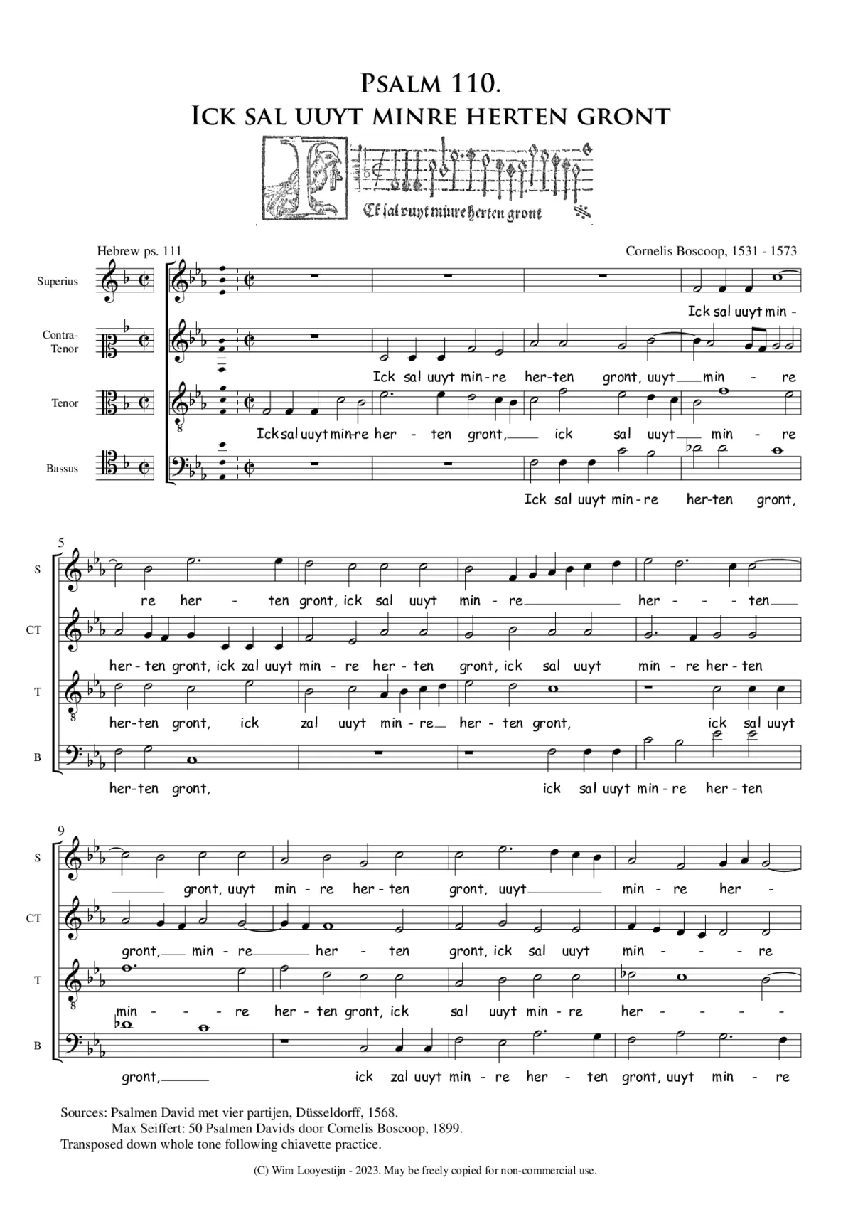 Ick sal uuyt minre herten gront - ps 110 - Page 1