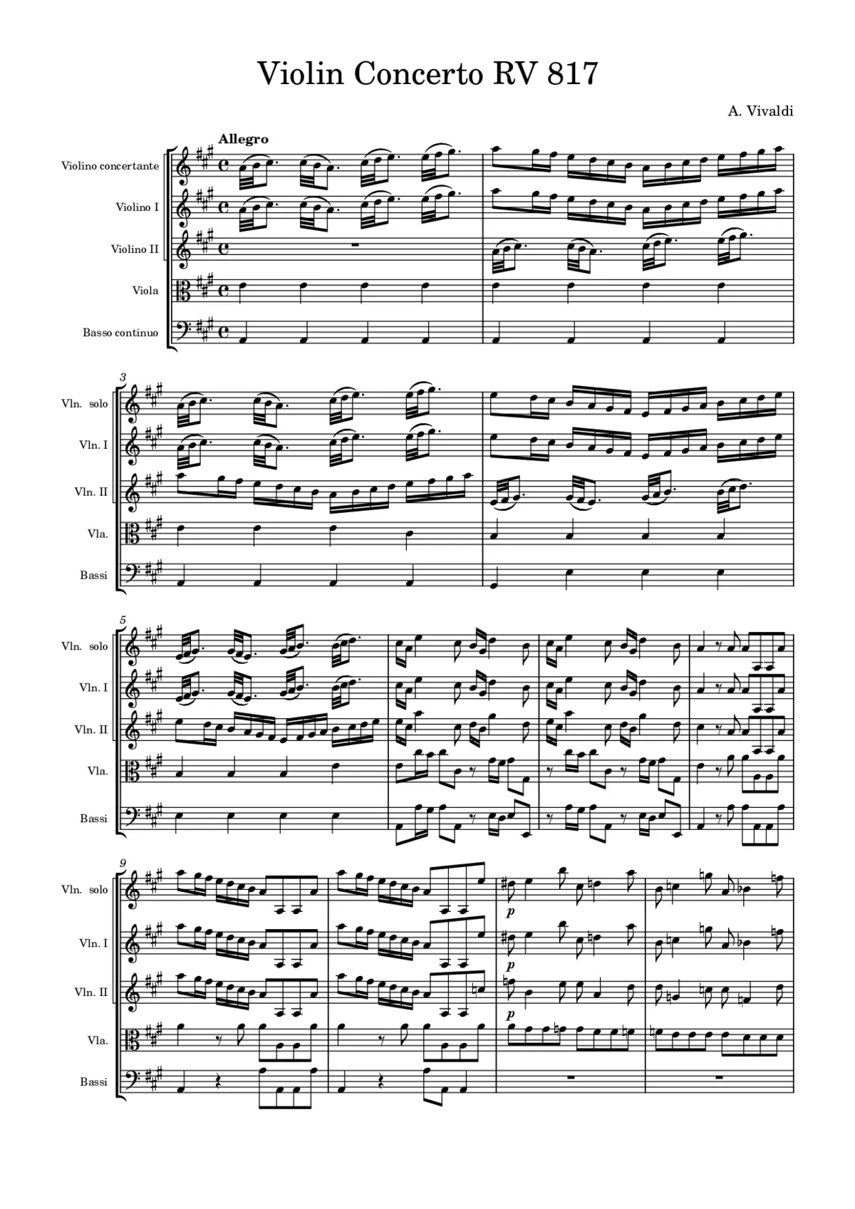 Violin Concerto in A major - Page 1