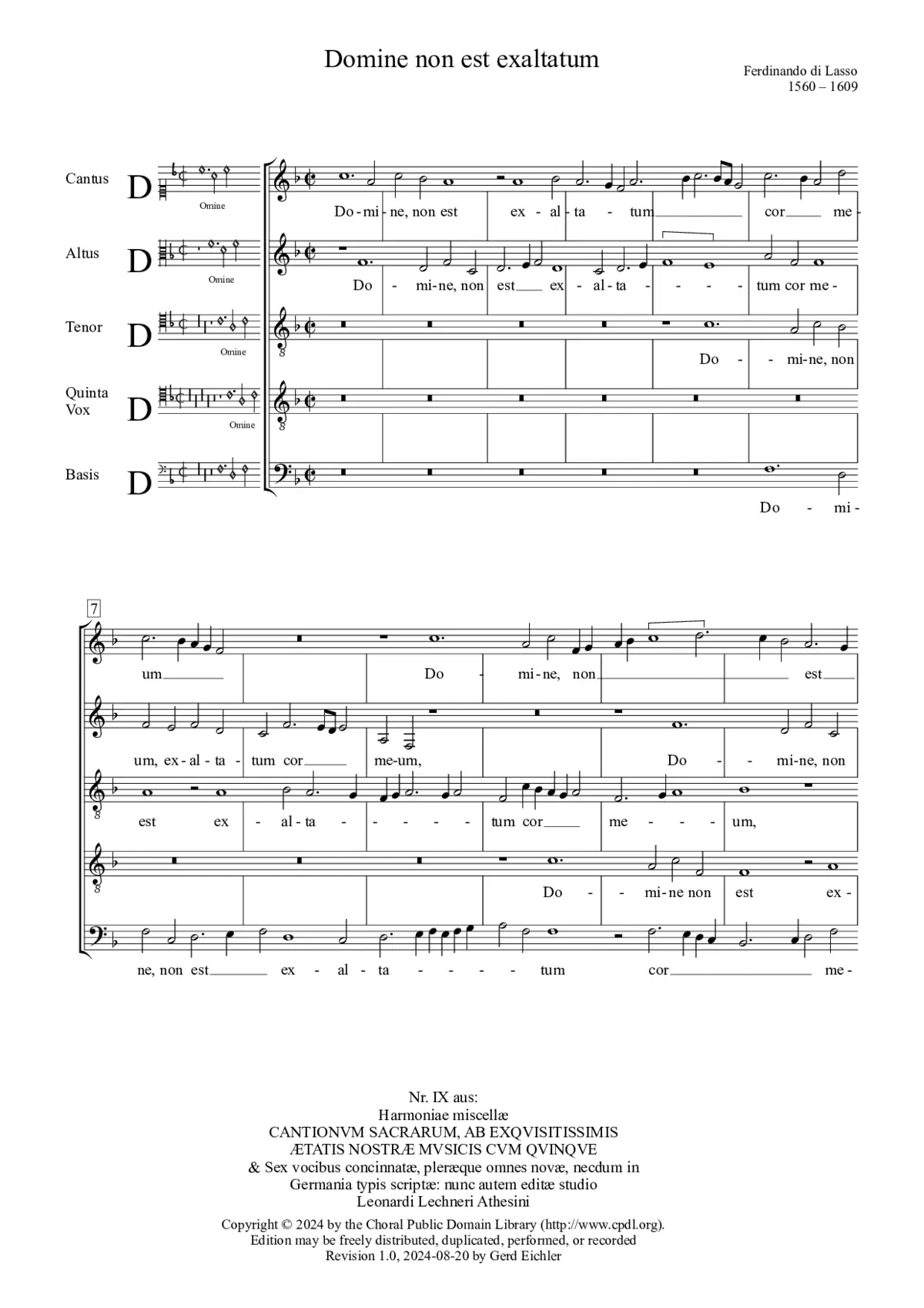 Domine non est exaltatum - Page 1