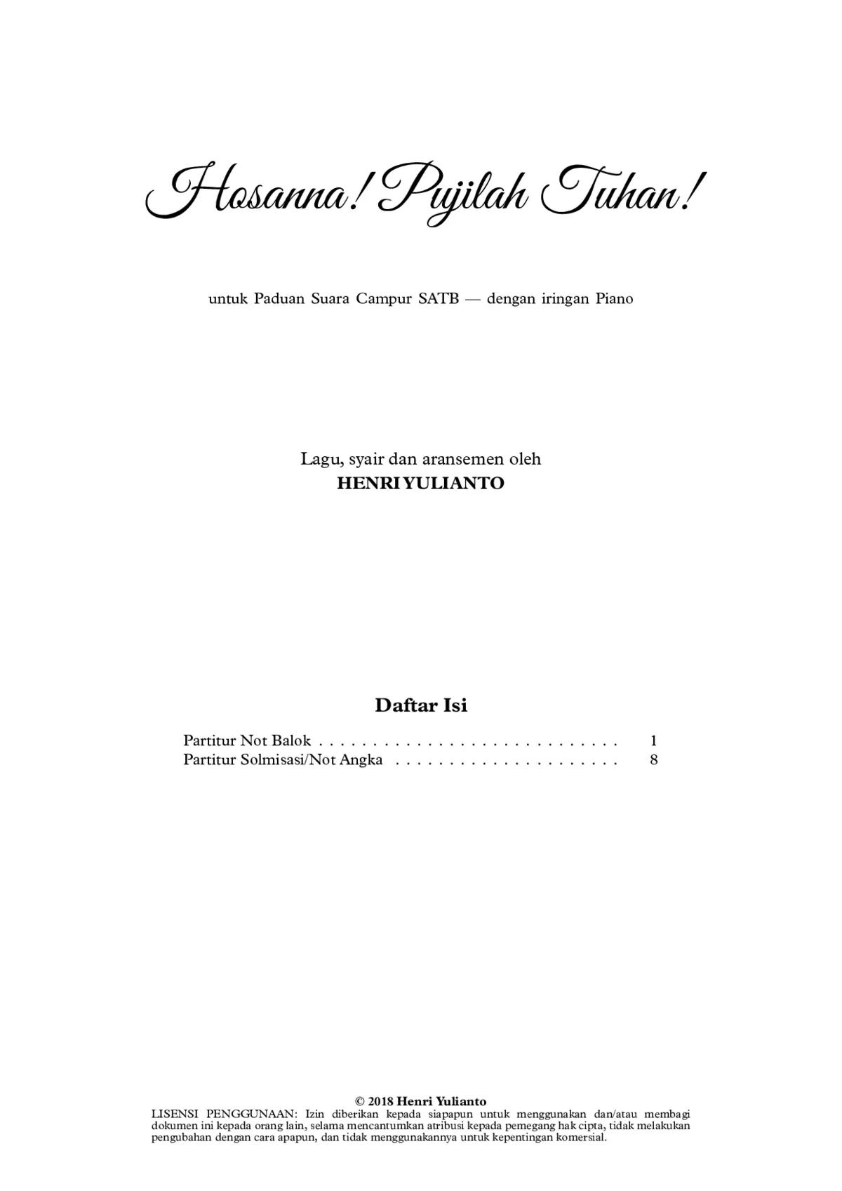 Hosanna! Pujilah Tuhan! - Page 1