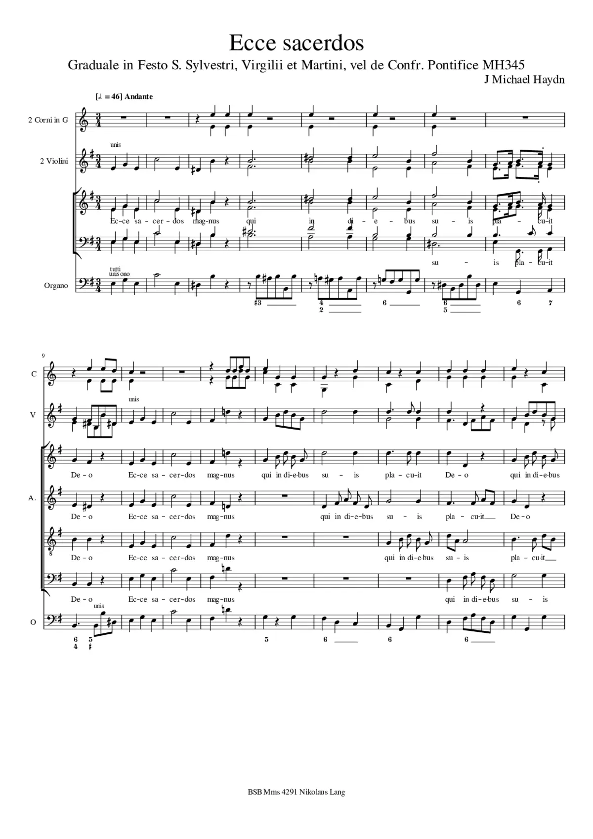 Ecce sacerdos, MH 345 - Page 1
