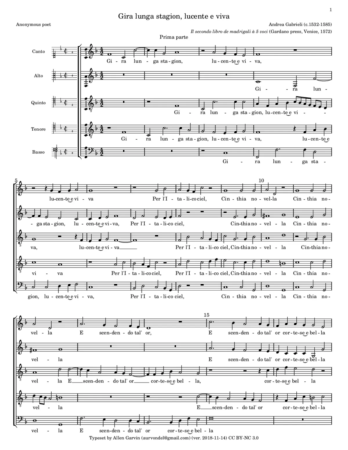 Gira lunga stagion, lucente e viva - Page 1