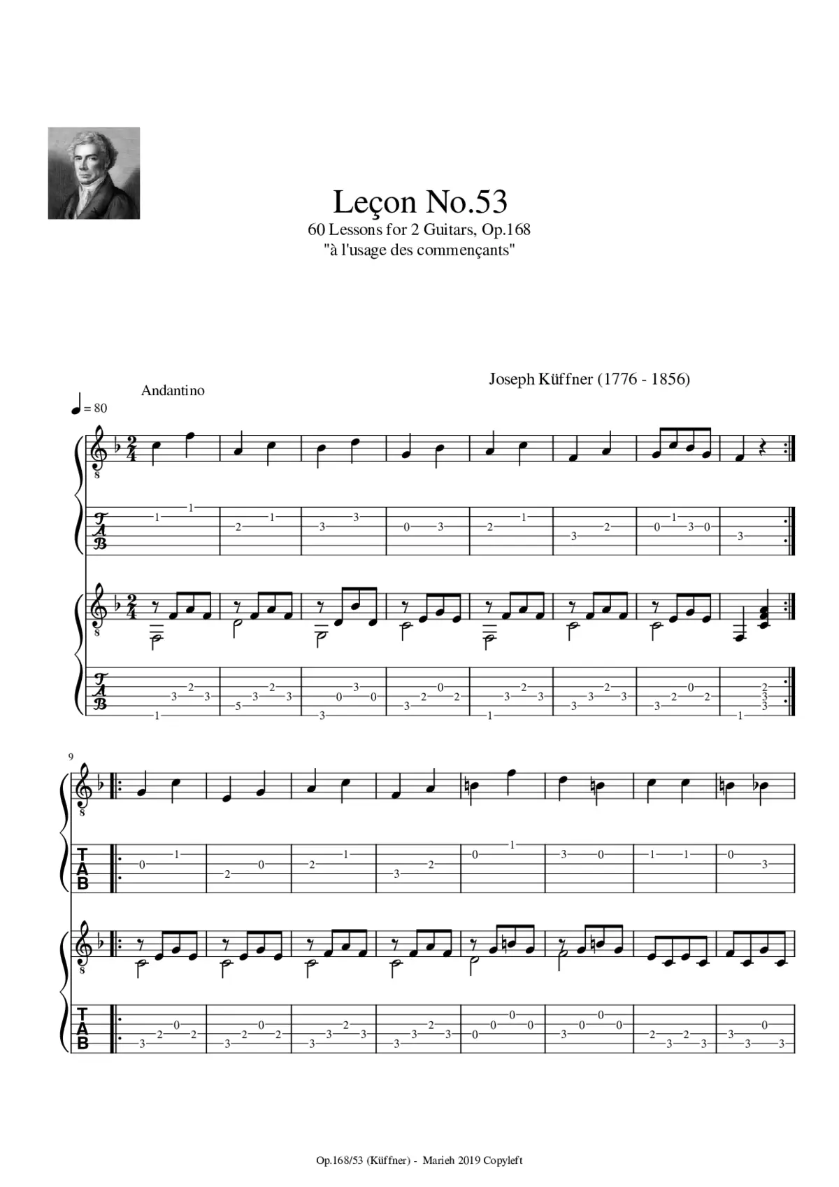 60 Lessons for 2 Guitars Op.168 - Page 1