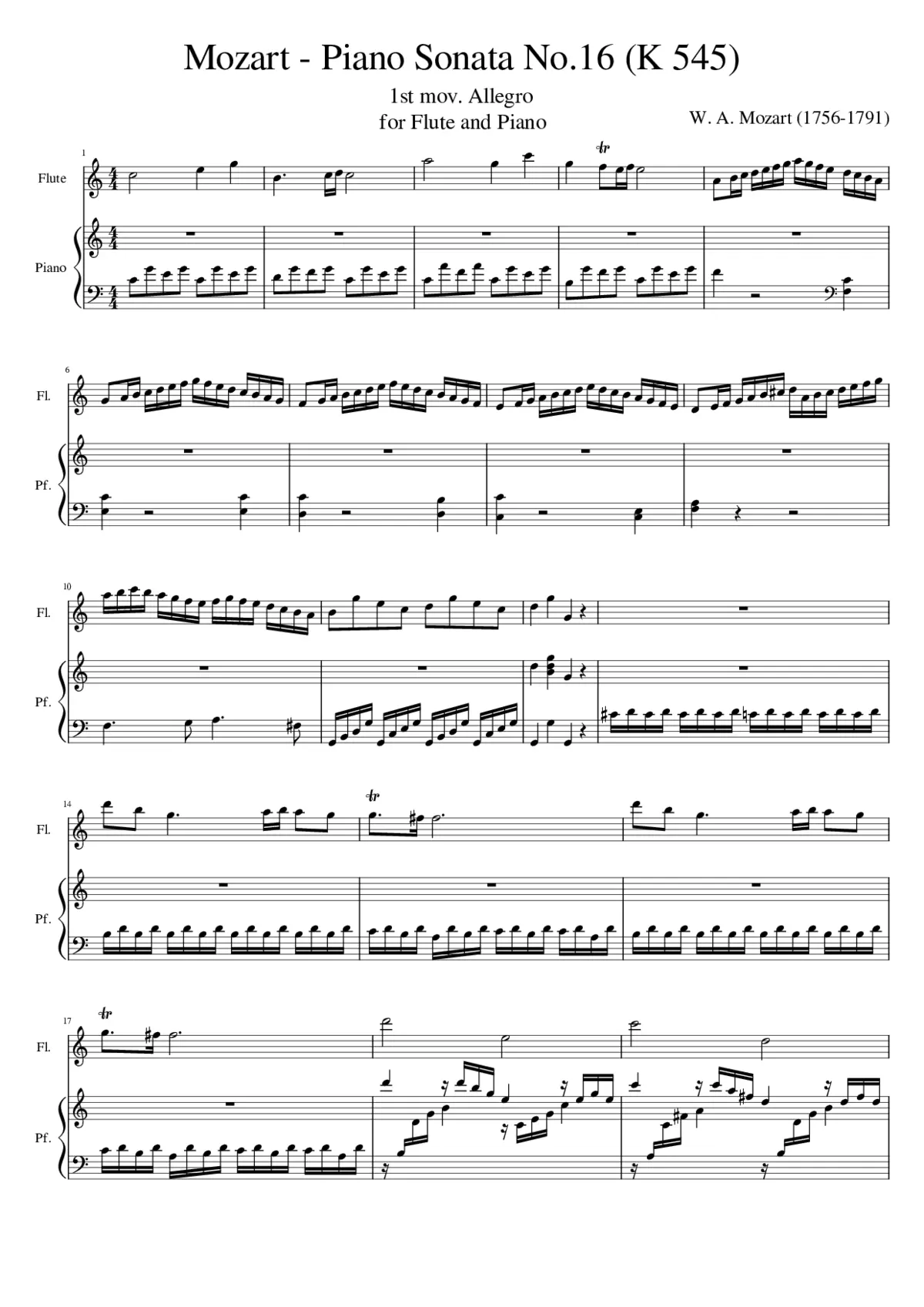 Piano Sonata No.14 K.545 - Page 1