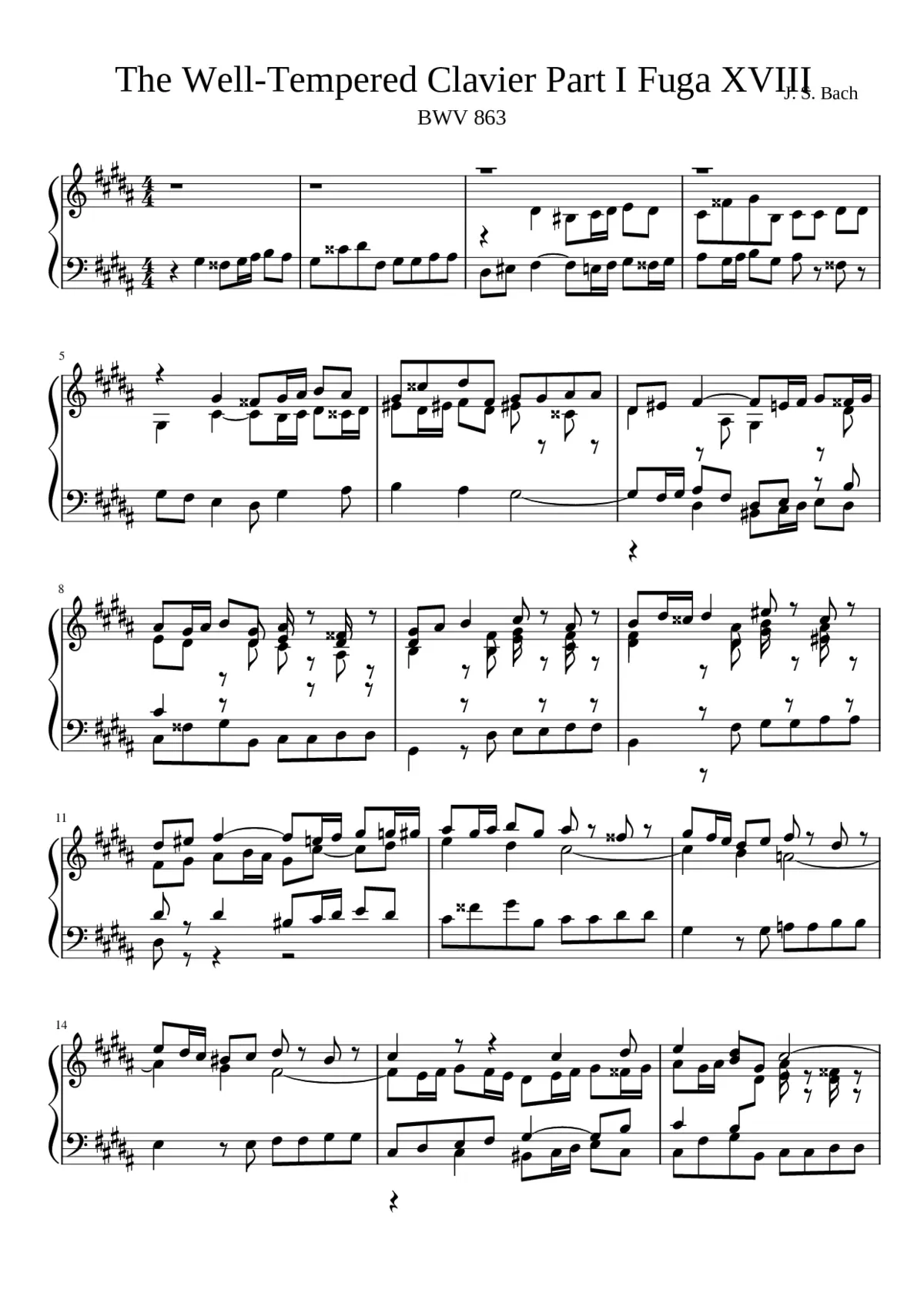 Prelude and Fugue in G-sharp minor BWV 863 - Page 1