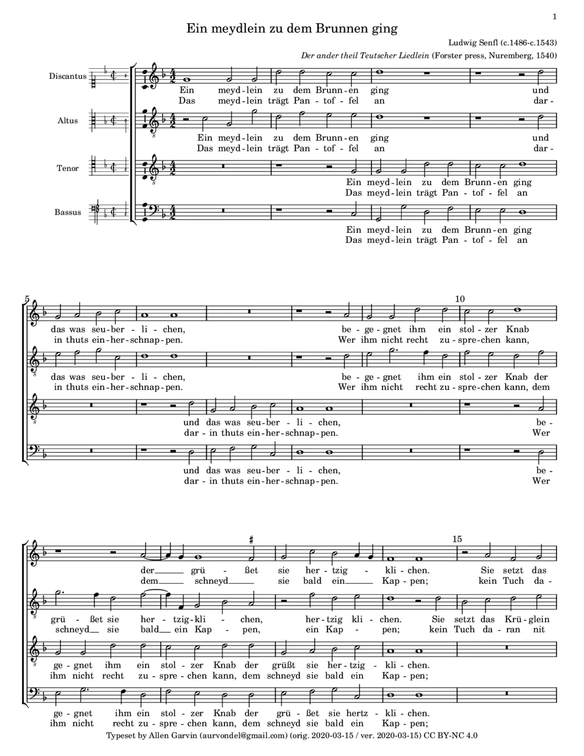 Ein meydlein zu dem brunnen gieng - Page 1