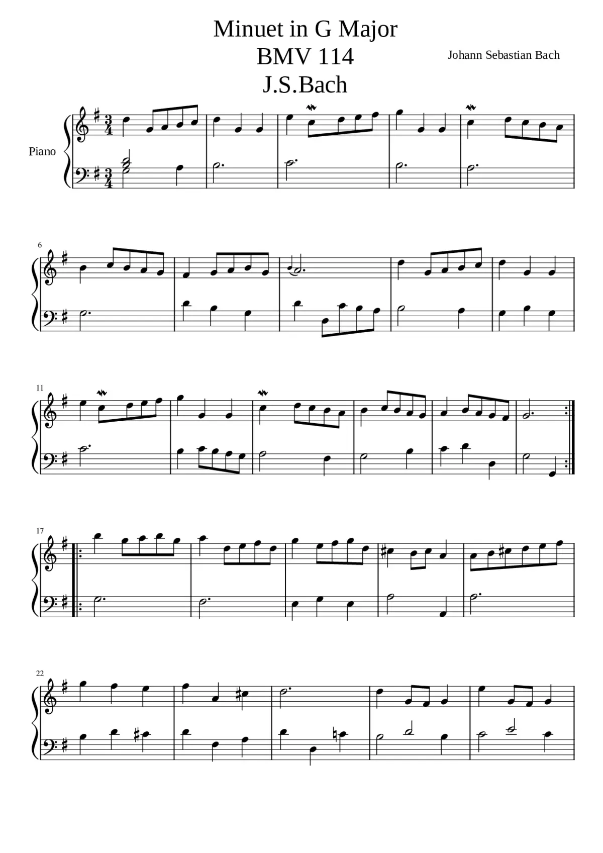 Minuet in G major BWV Anh.114 - Page 1