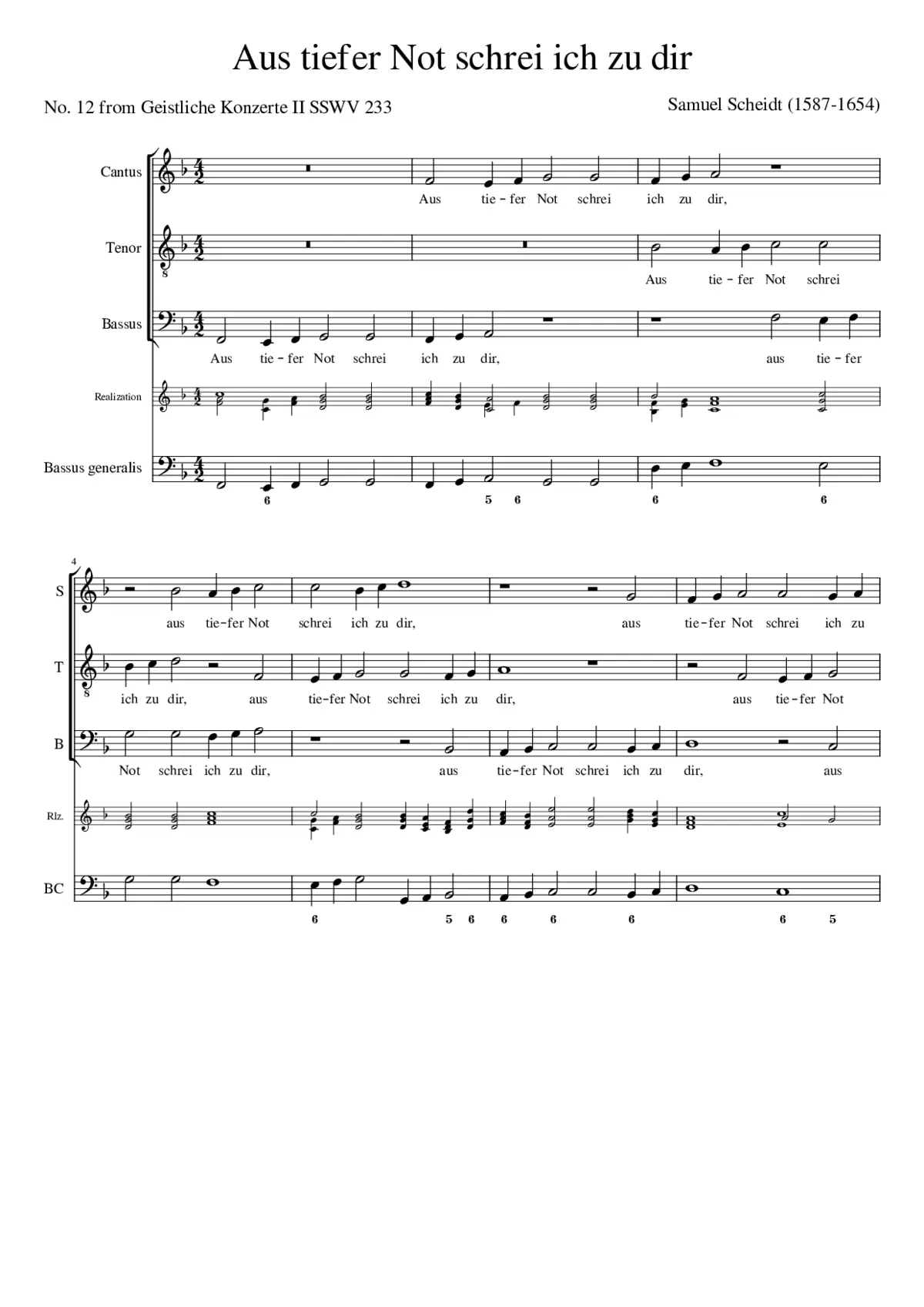 Aus tiefer Not schrei ich zu dir - Page 1