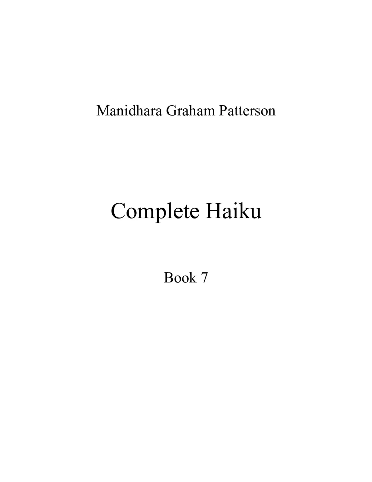 Haiku, Book 7 - Page 1