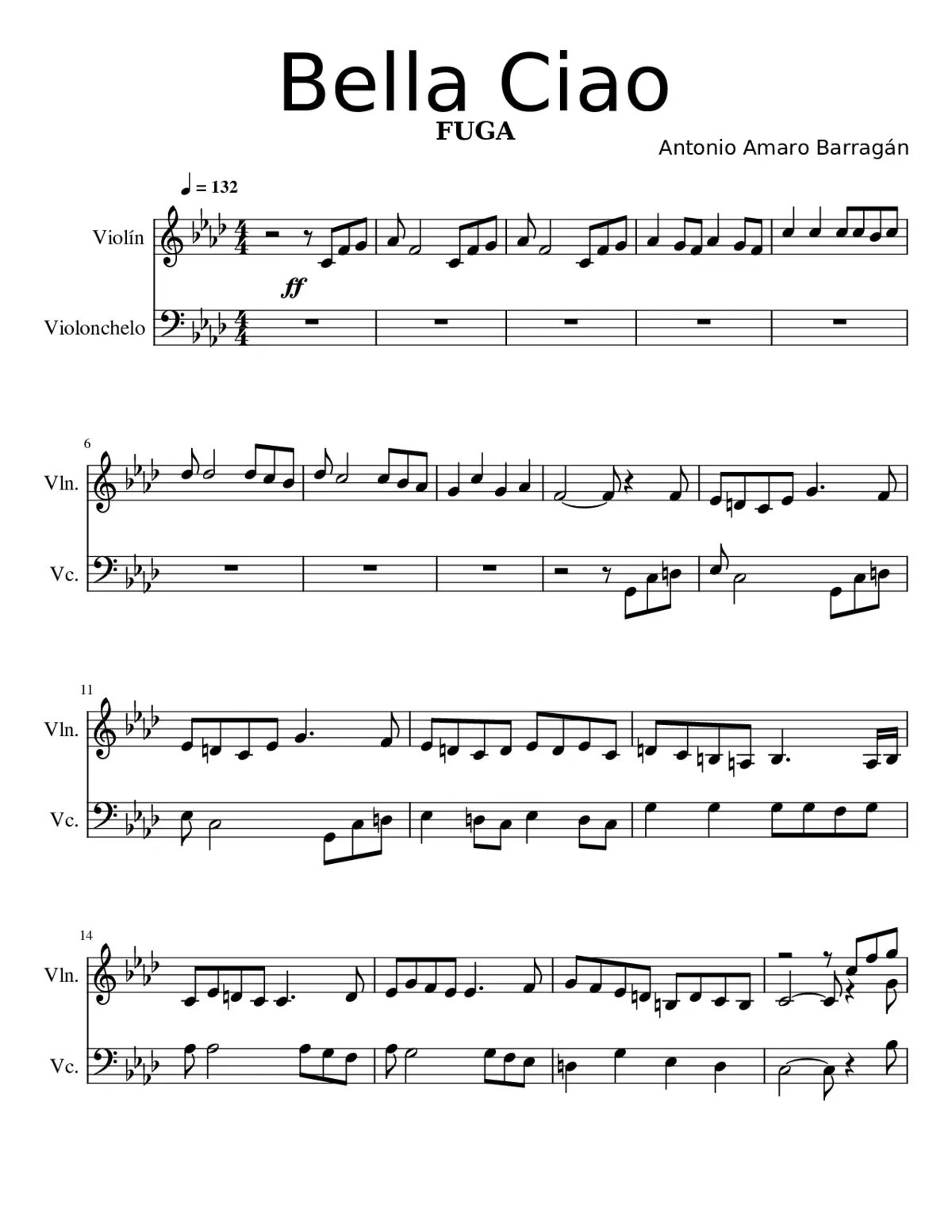 Bella Ciao Fuga para cuerda - Page 1