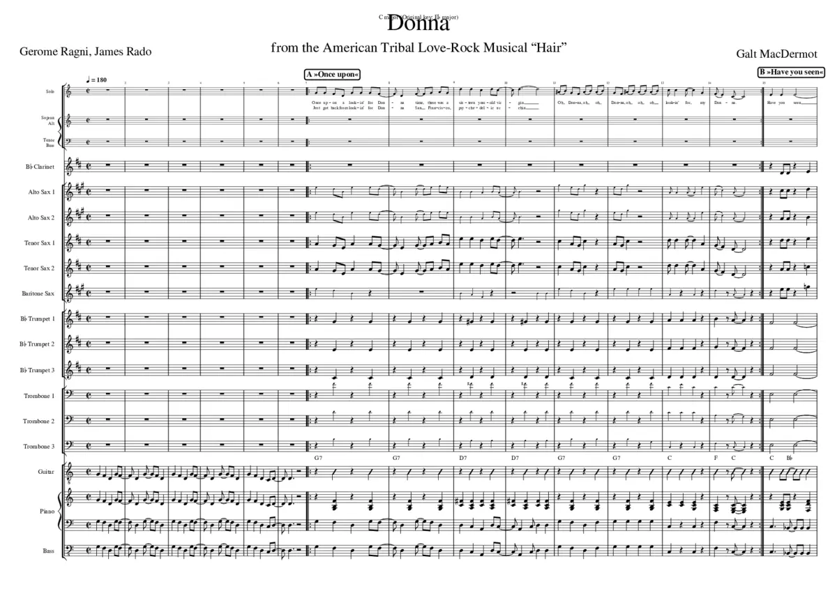 Musical Hair: Donna (arranged for big band) - Page 1