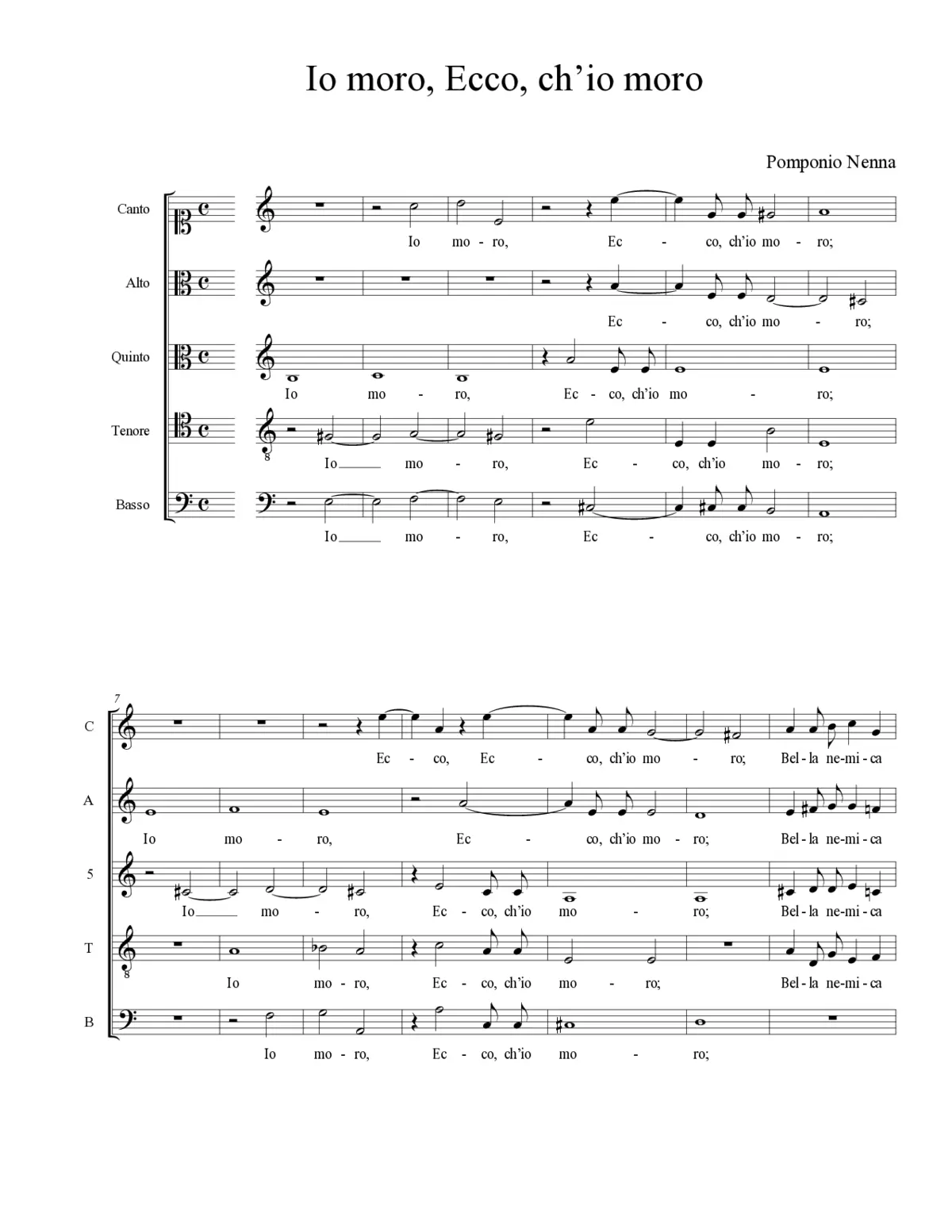 Io moro, Ecco, ch’io moro - Page 1