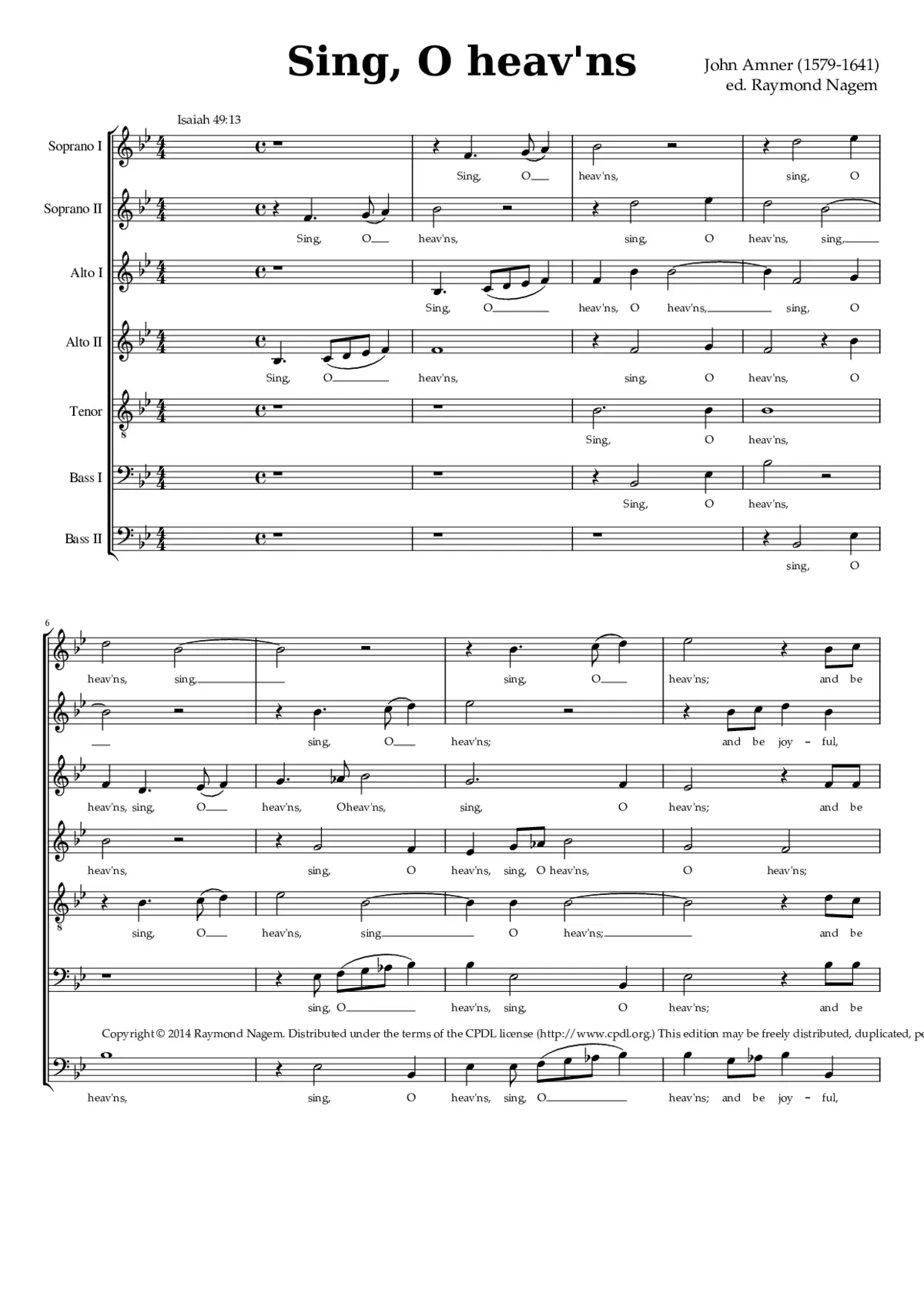 Sing O heav'ns - Page 1