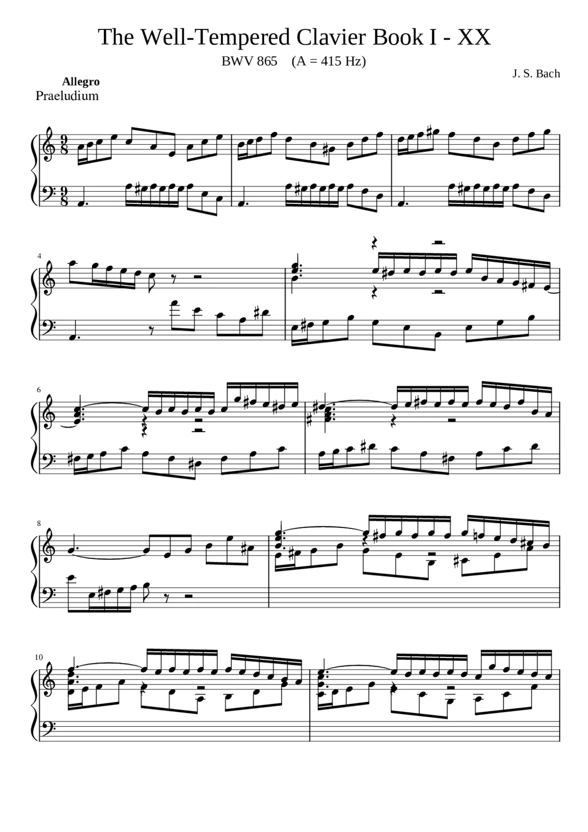 Prelude and Fugue in A minor BWV 865 - Page 1