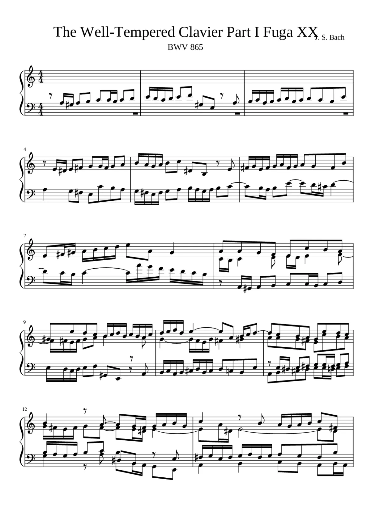 Prelude and Fugue in A minor BWV 865 - Page 1