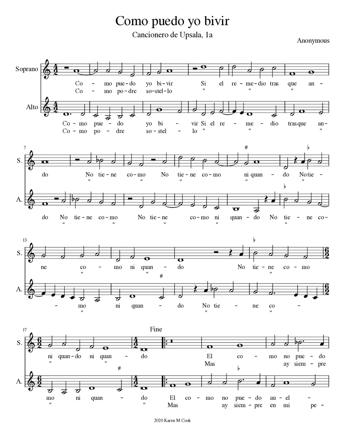 Como puedo yo bivir - Page 1