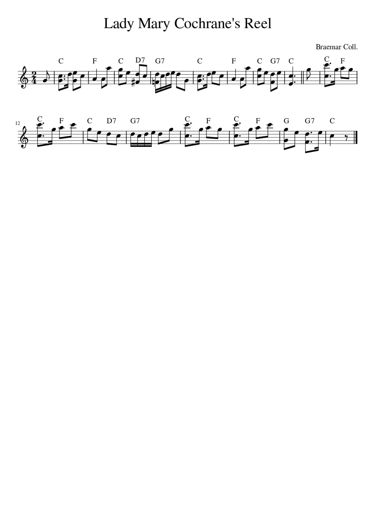 Lady Mary Cochrane's Reel - Page 1