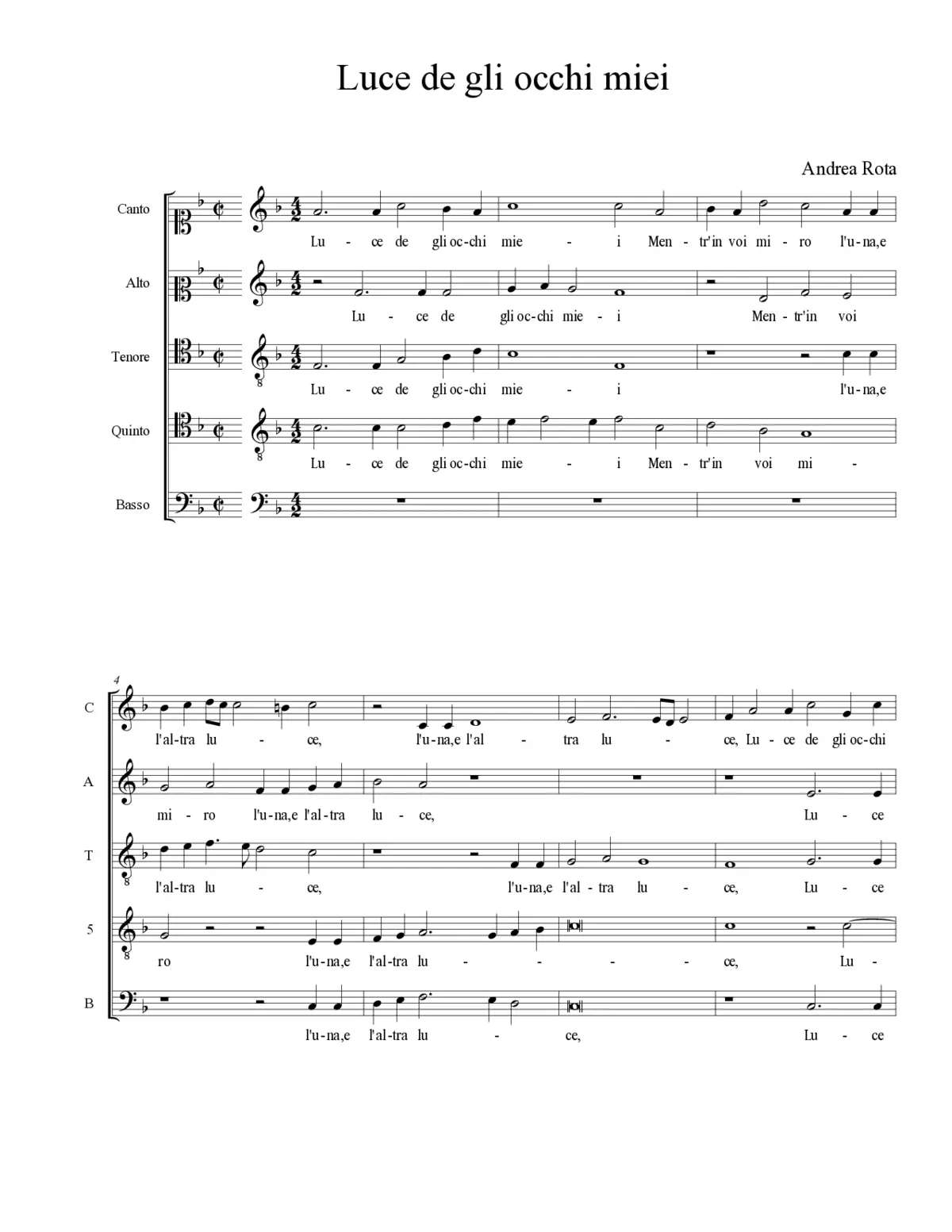 Luce de gli occhi miei - Page 1