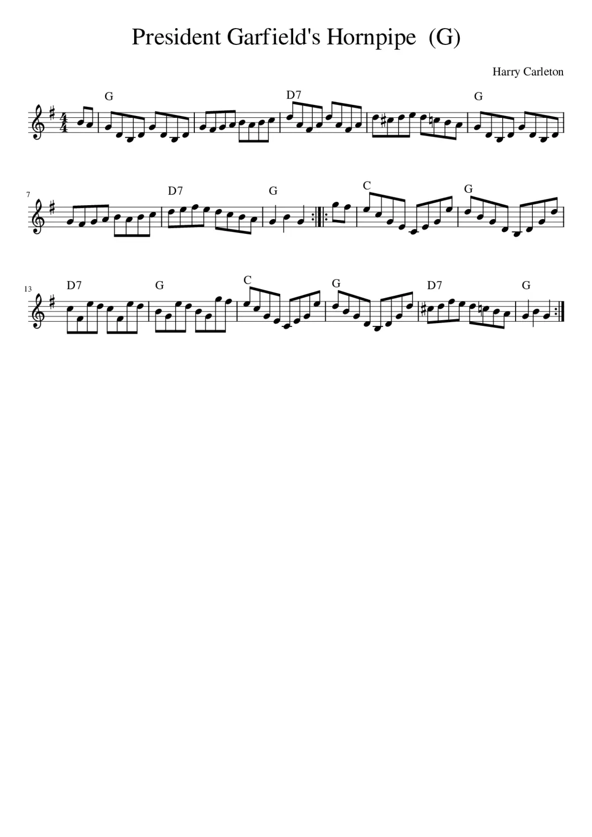 President Garfield's Hornpipe (G) - Page 1