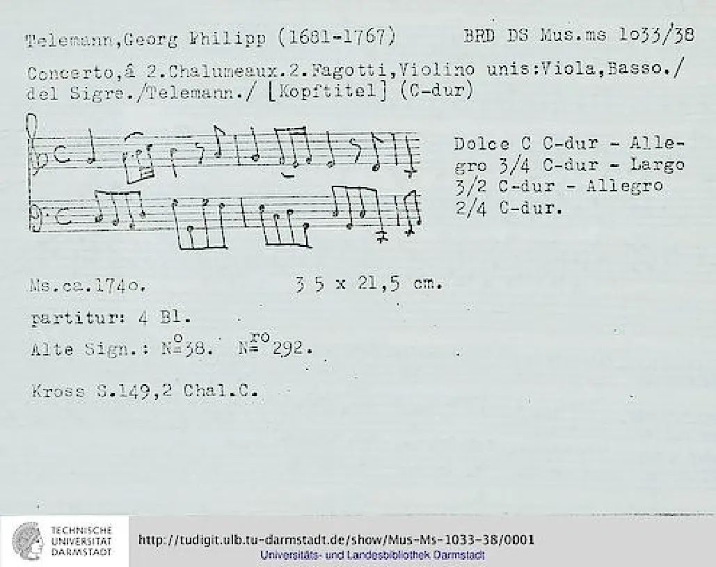 Concerto for 2 Chalumeaux and 2 Bassoon - Page 1