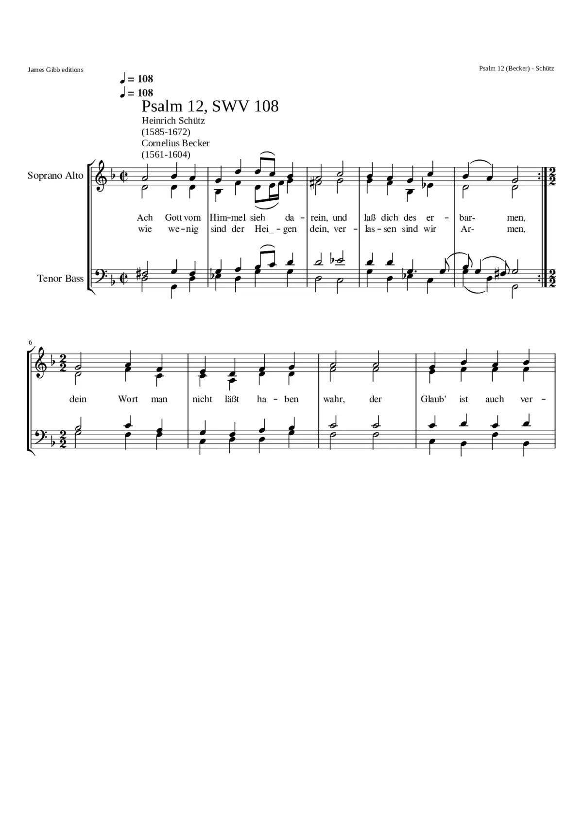 Ach Gott von Himmel sieh darein SWV 108 - Page 1